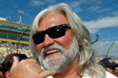 Bill Wichrowski (R), captain of the 'KodiaK' and Captain Derrick Ray (L)on the Discovery Channel's Deadliest Catch attend the NASCAR Sprint Cup Series