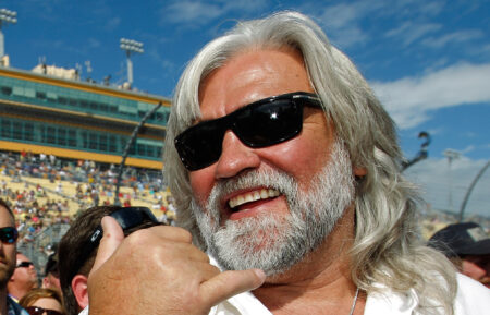 Bill Wichrowski (R), captain of the 'KodiaK' and Captain Derrick Ray (L)on the Discovery Channel's Deadliest Catch attend the NASCAR Sprint Cup Series