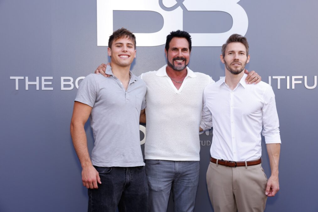Crew Morrow, Don Diamont and Scott Clifton at 'The Bold and The Beautiful' first day of taping at Sunset Las Palmas Studios