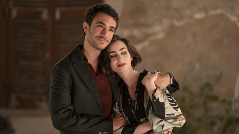 Eugenio Franceschini as Marcello, Lily Collins as Emily in 'Emily in Paris' Season 5