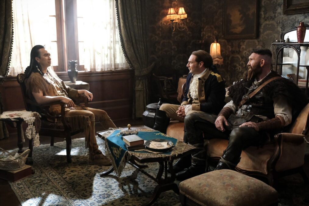 Roman Zaragoza, Brandon Scott Jones, and Devan Chandler Long in 'Ghosts' Season 5