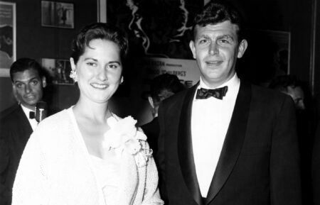 Andy Griffith, right, and his first wife, Barbara Griffith, at the New York premiere of A FACE IN THE CROWD, 1957