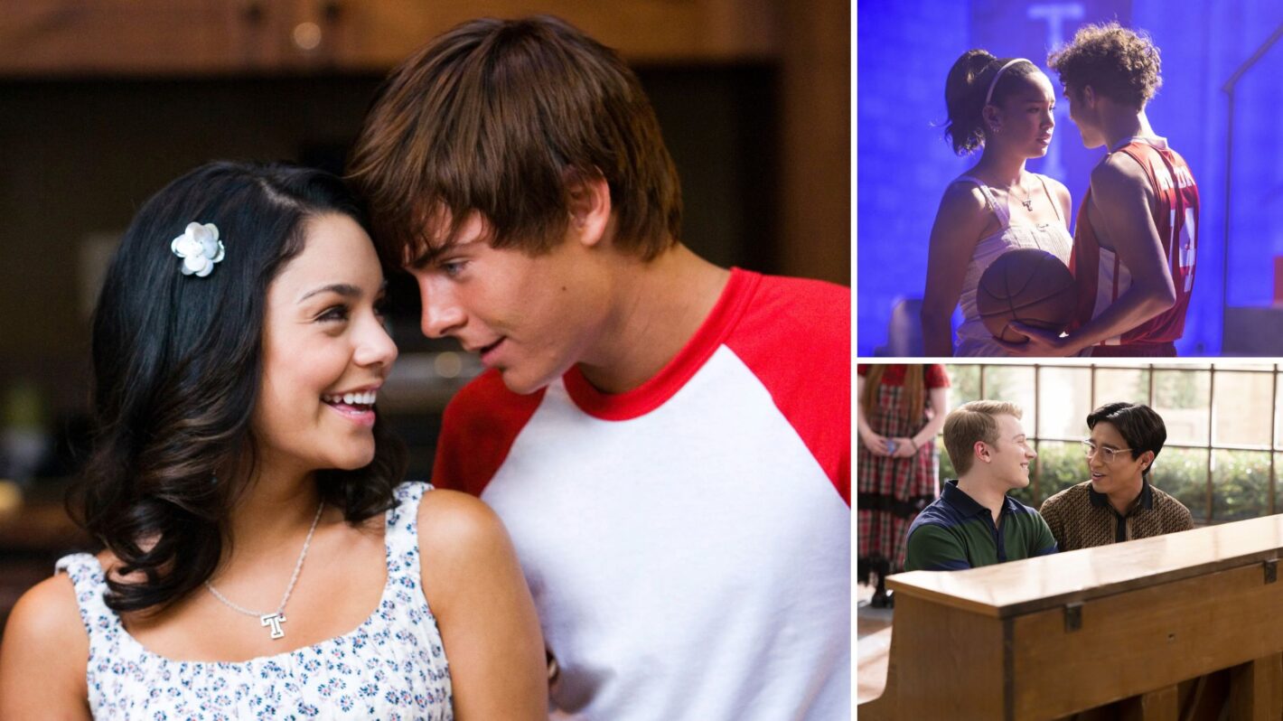 Vanessa Hudgens and Zac Efron in 'High School Musical 2'; Sofia Wylie and Joshua Bassett, Joe Serafini, Frankie Rodriguez in 'High School Musical: The Musical: The Series'