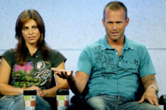 Trainer Jillian Michaels (L) and trainer Bob Harper attend the panel discussion for 'The Biggest Loser'