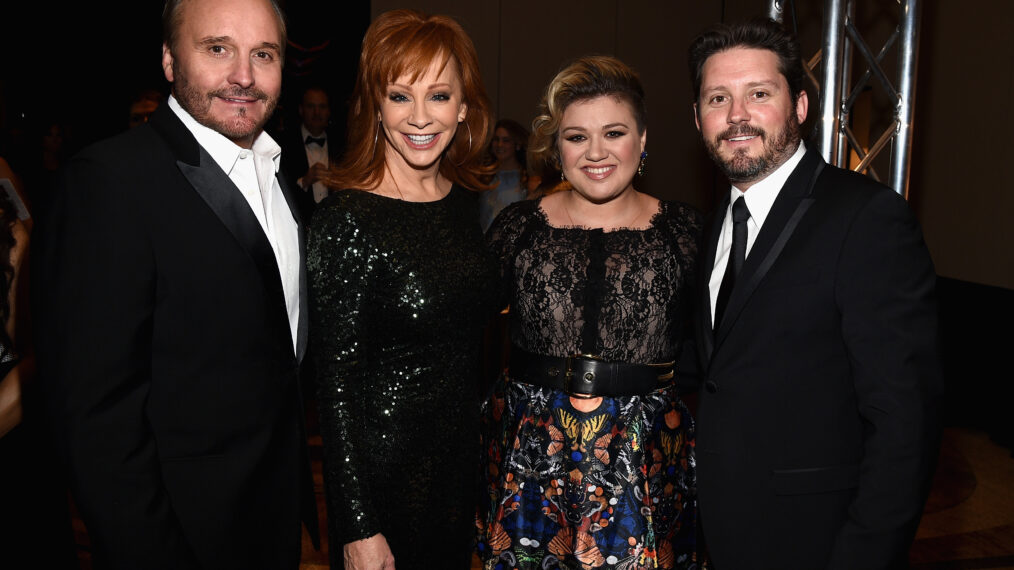 Producer Narvel Blackstock, singers Reba McEntire, Kelly Clarkson and Brandon Blackstock attend Muhammad Ali's Celebrity Fight Night