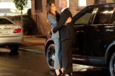 Mariska Hargitay and Christopher Meloni are seen on the film set of the TV series 'Law and Order: Special Victims Unit' on August 03, 2025 in New York City.