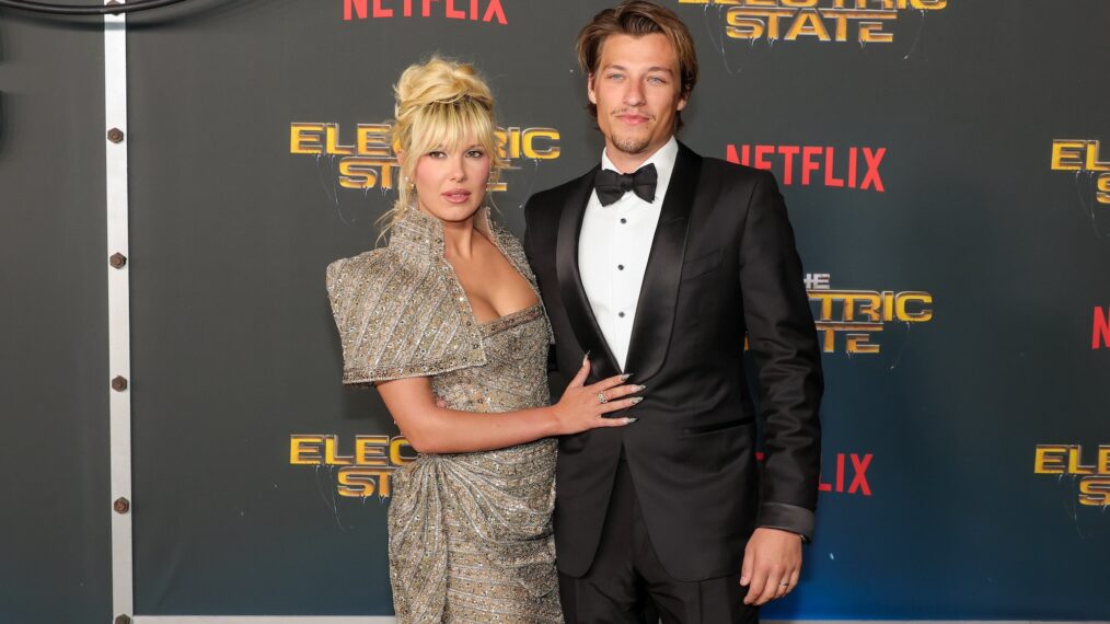 illie Bobby Brown and Jake Bongiovi attend the world premiere of Netflix's 'The Electric State'