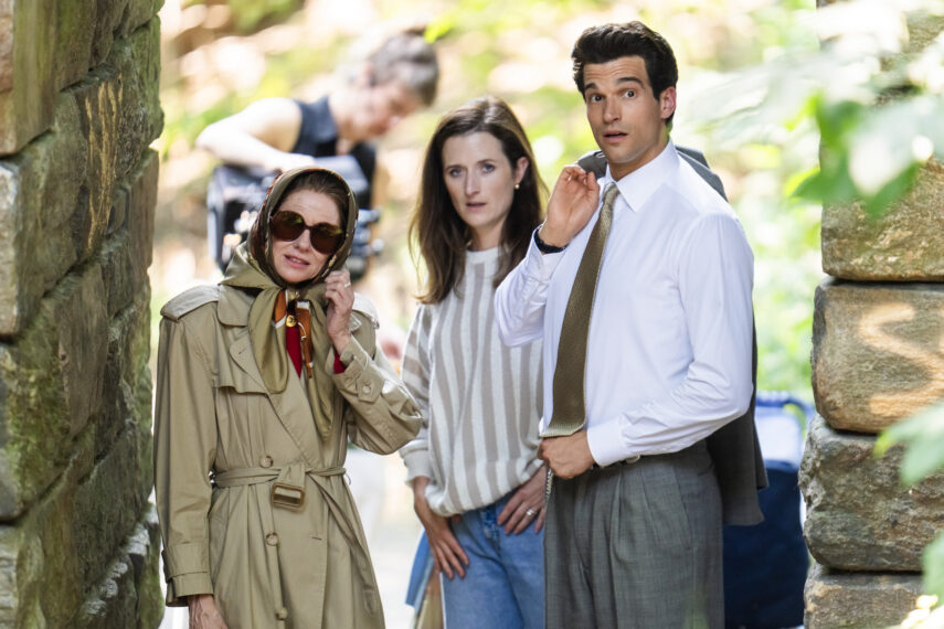 Naomi Watts, Grace Gummer and Paul Anthony Kelly are seen filming "American Love Story" in Central Park on August 04, 2025 in New York City.