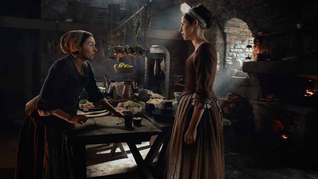 Sara Vickers and Hermione Corfield in 'Outlander: Blood of My Blood'
