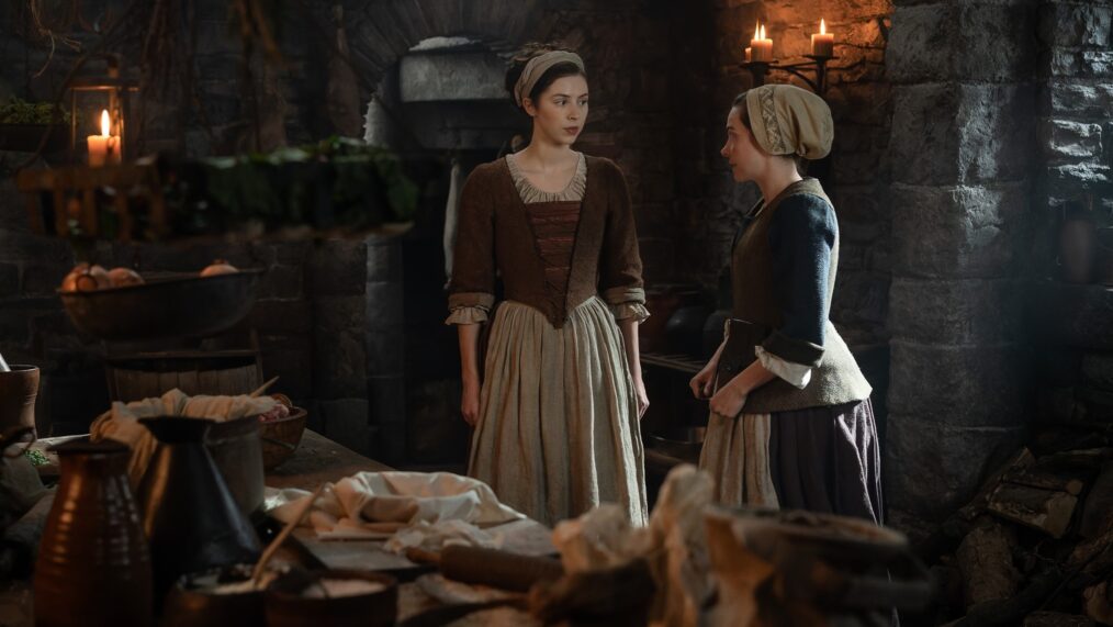 Hermione Corfield and Sara Vickers in 'Outlander: Blood of My Blood' Season 1