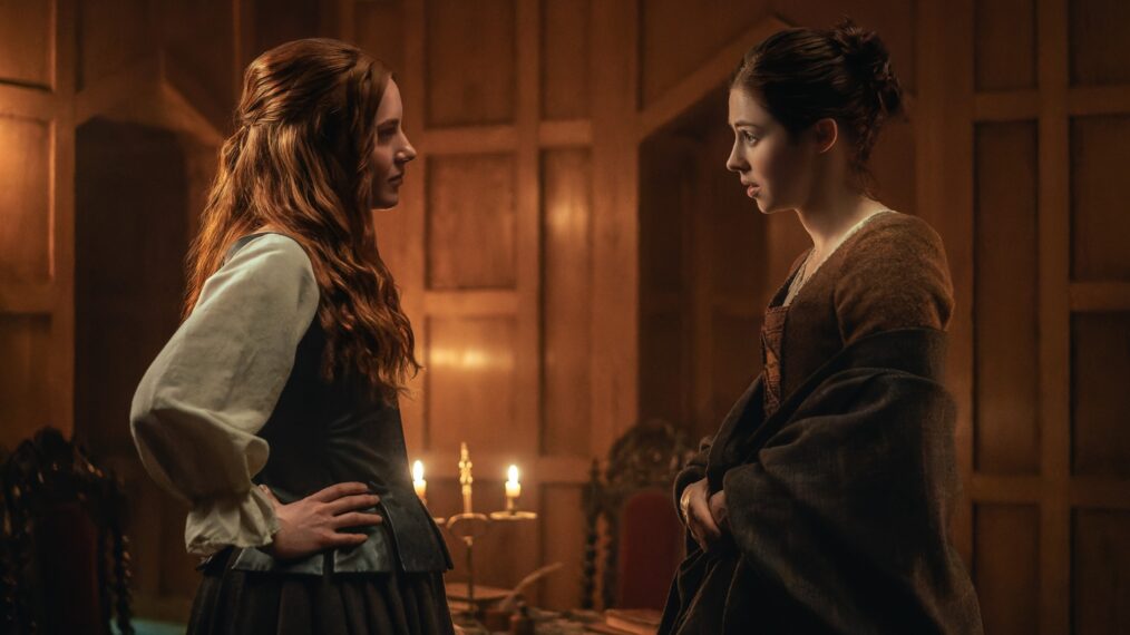 Harriet Slater and Hermione Corfield in 'Outlander: Blood of My Blood' Season 1