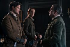 Jeremy Irvine, Terence Rae, and Brian McCardie in 'Outlander: Blood of My Blood' Season 1