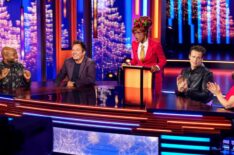 PASSWORD -- 2025 Holiday Episode -- Pictured: (l-r) A contestant, Jimmy Fallon, Keke Palmer, Jonathan Groff, and a contestant --
