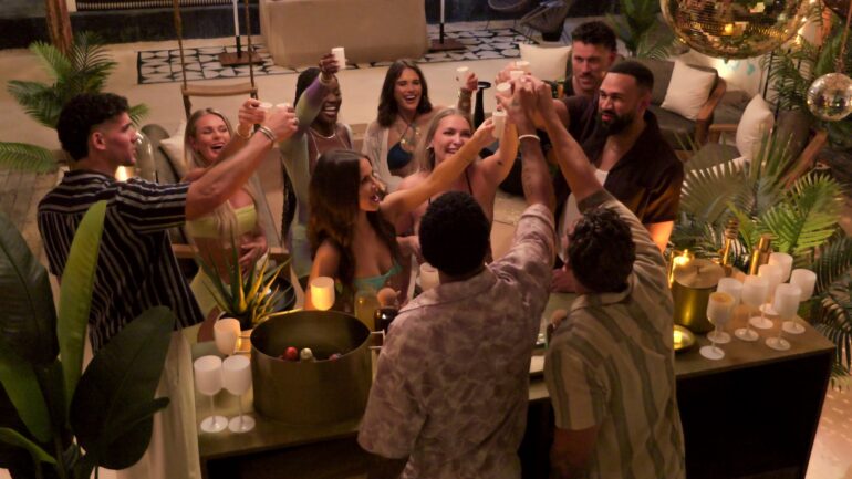 Daniel Perfetto, Juliette Porter, Amber "AD" Smith, Sandy Gallagher, Lucy Syed, Louis Russell, Madison Errichiello, Clayton Echard, Ollie Sutherland, Cody Wright in episode 301 of Perfect Match.