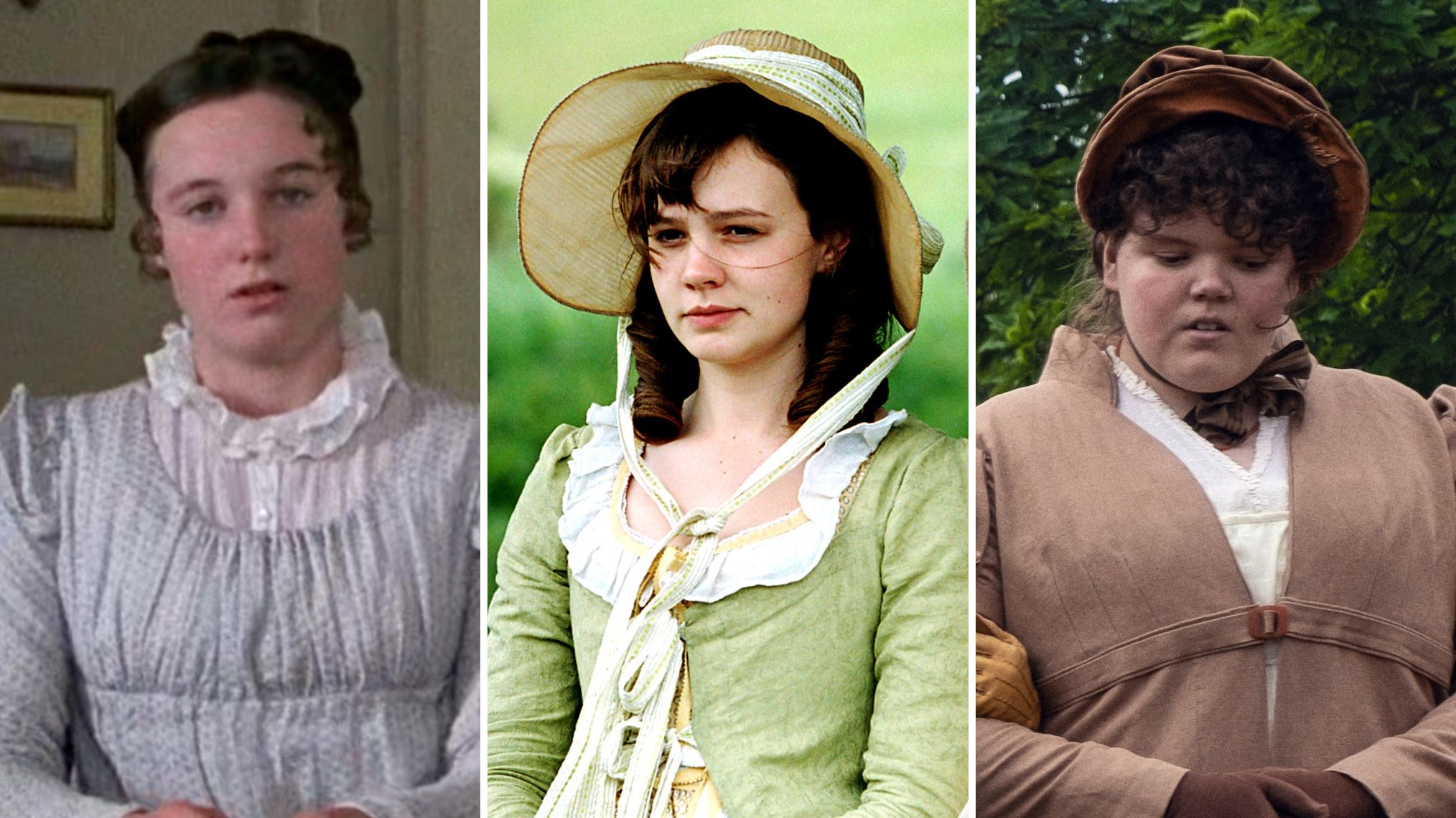 Polly Maberly as Kitty Bennet in 'Pride and Prejudice (1995)'; Carey Mulligan as Kitty Bennet in 'Pride and Prejudice (2005)'; Hollie Avery as Kitty Bennet in Netflix's 'Pride and Prejudice'