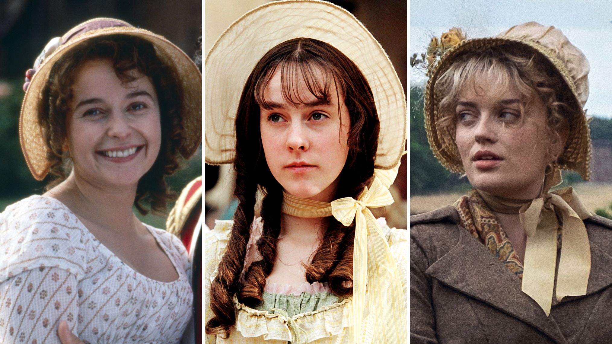 Julia Sawalha as Lydia Bennet in 'Pride and Prejudice (1995)'; Jena Malone as Lydia Bennet in 'Pride and Prejudice (2005)'; Rhea Norwood as Lydia Bennet in Netflix's 'Pride and Prejudice'