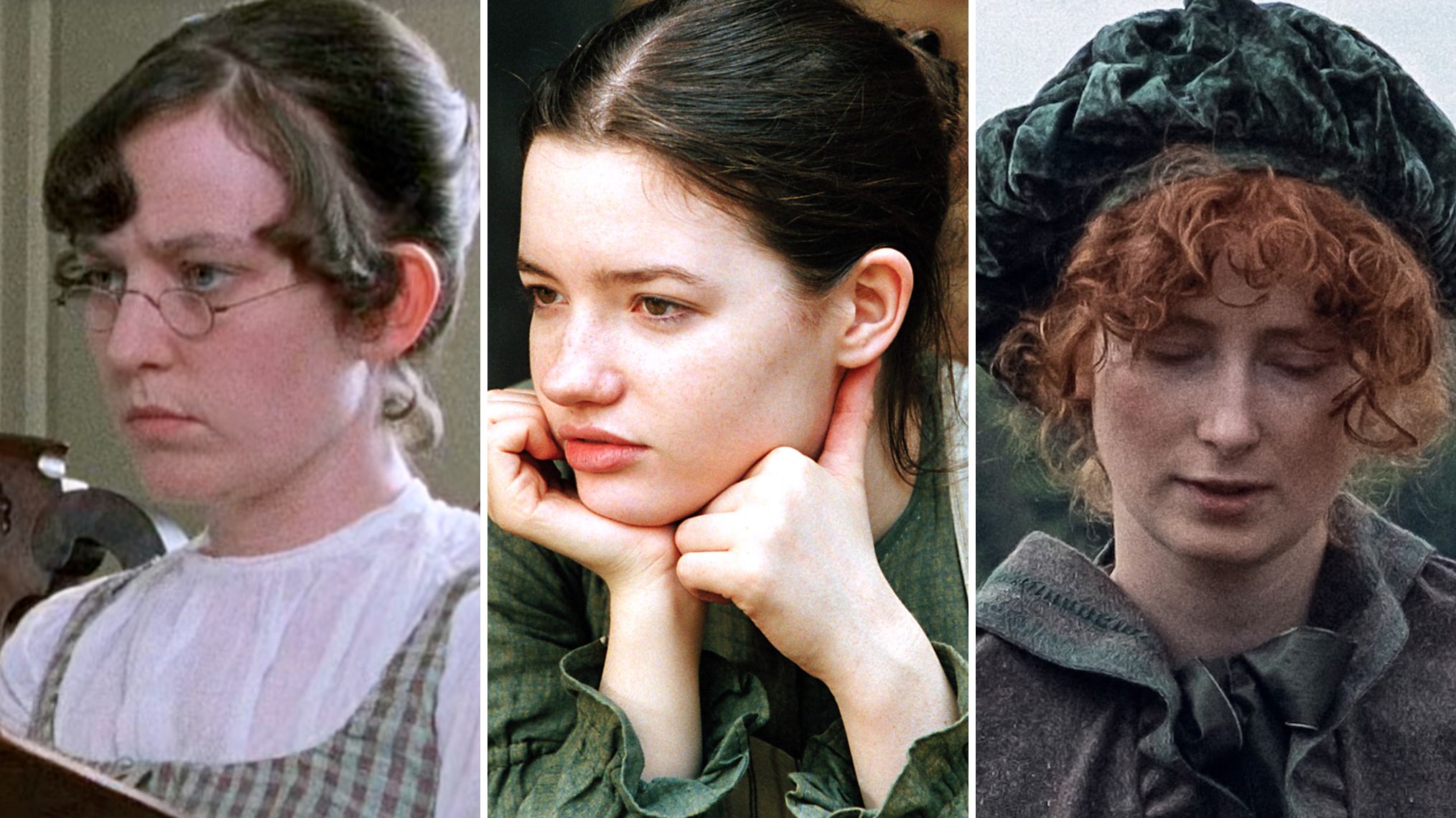 Lucy Briers as Mary Bennet in 'Pride and Prejudice (1995)'; Talulah Riley as Mary Bennet in 'Pride and Prejudice (2005)' and Hopey Parish in Netflix's adaptation