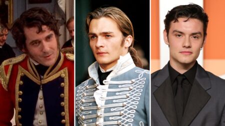 Adrian Lukas as Wickham in 'Pride and Prejudice (1995)'; Rupert Friend as Wickham in 'Pride and Prejudice (2005)'; Louis Partridge