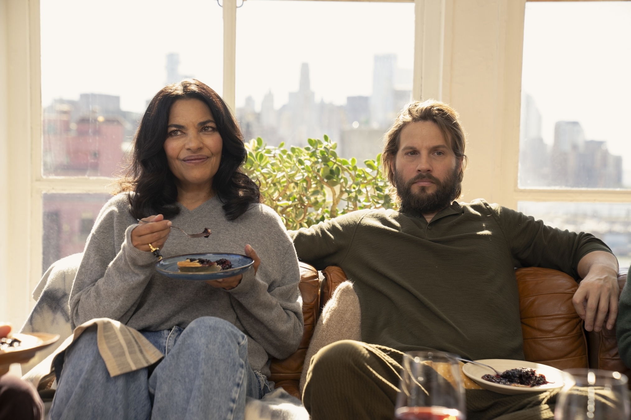 Sarita Choudhury and Logan Marshall Green in 'And Just Like That' Season 3