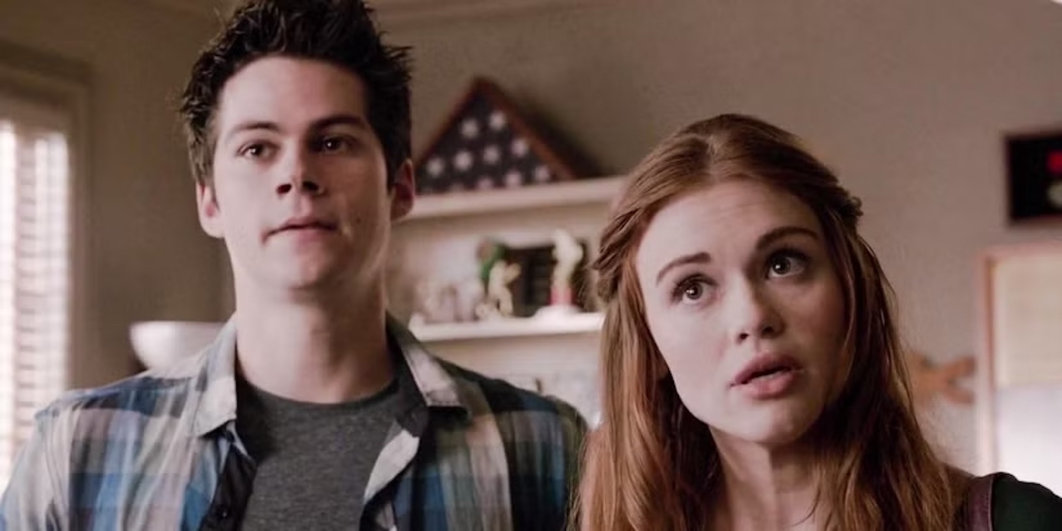 Dylan O'Brien and Holland Roden as Stiles and Lydia in Teen Wolf