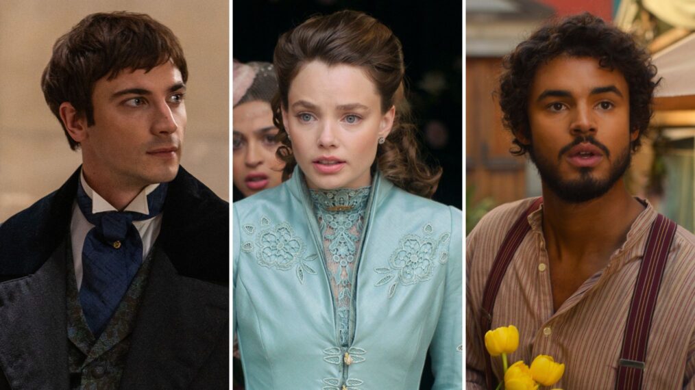 Guy Remmers, Kristine Froseth, and Matthew Broome as Theo, Nan, and Guy in 'The Buccaneers'