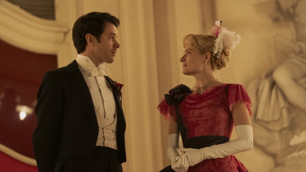 Harry Richardson as Larry Russell, Louisa Jacobson as Marian Brook in 'The Gilded Age' Season 3 finale