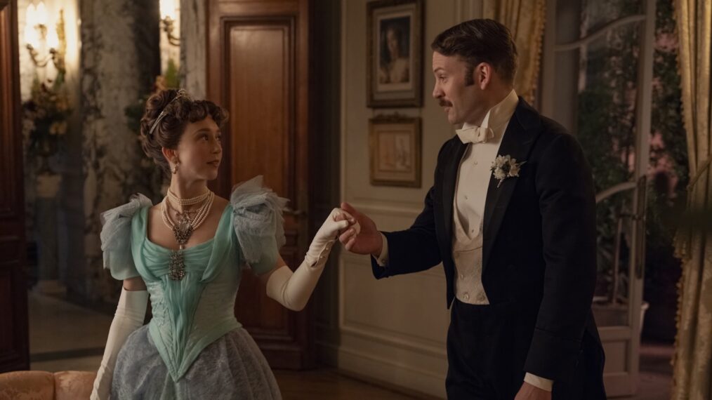 Taissa Farmiga as Gladys Russell, Ben Lamb as Hector in 'The Gilded Age' Season 3 finale