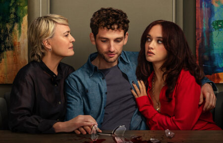 Robin Wright, Laurie Davidson, and Olivia Cooke in 'The Girlfriend' key art
