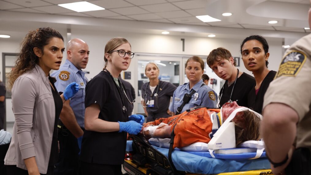 Sepideh Moafi as Al-Hashimi, Taylor Dearden as King, Katherine LaNasa as Dana, Gerran Howell as Whitaker, and Supriya Ganesh as Mohan — 'The Pitt' Season 2