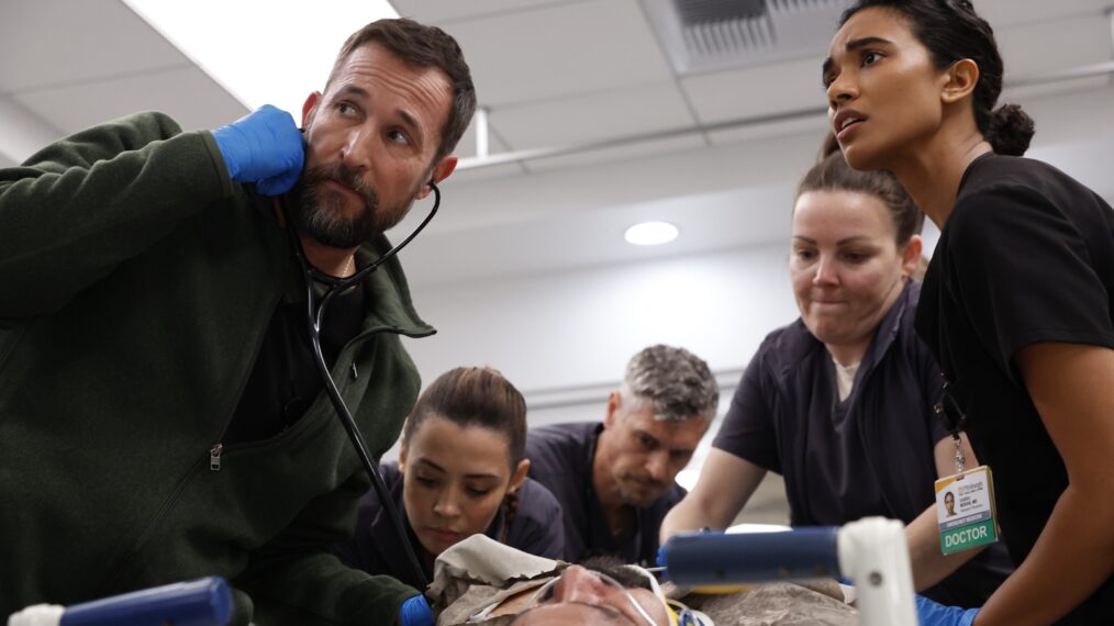 Noah Wyle as Robby, Ned Brower as Jesse, and Supriya Ganesh as Mohan — 'The Pitt' Season 2
