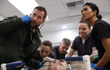 Noah Wyle as Robby, Ned Brower as Jesse, and Supriya Ganesh as Mohan — 'The Pitt' Season 2