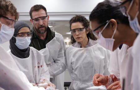 Gerran Howell as Whitaker, Amielynn Abellera as Perlah, Noah Wyle as Robby, and Sepideh Moafi as Al-Hashimi — 'The Pitt' Season 2