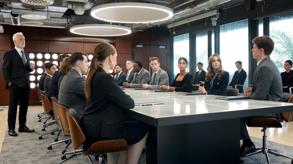 John Slattery as Leo Drummond, Madison Iseman as Sarah Plankmore, Milo Callaghan as Rudy Baylor — 'The Rainmaker' Season 1 Episode 1