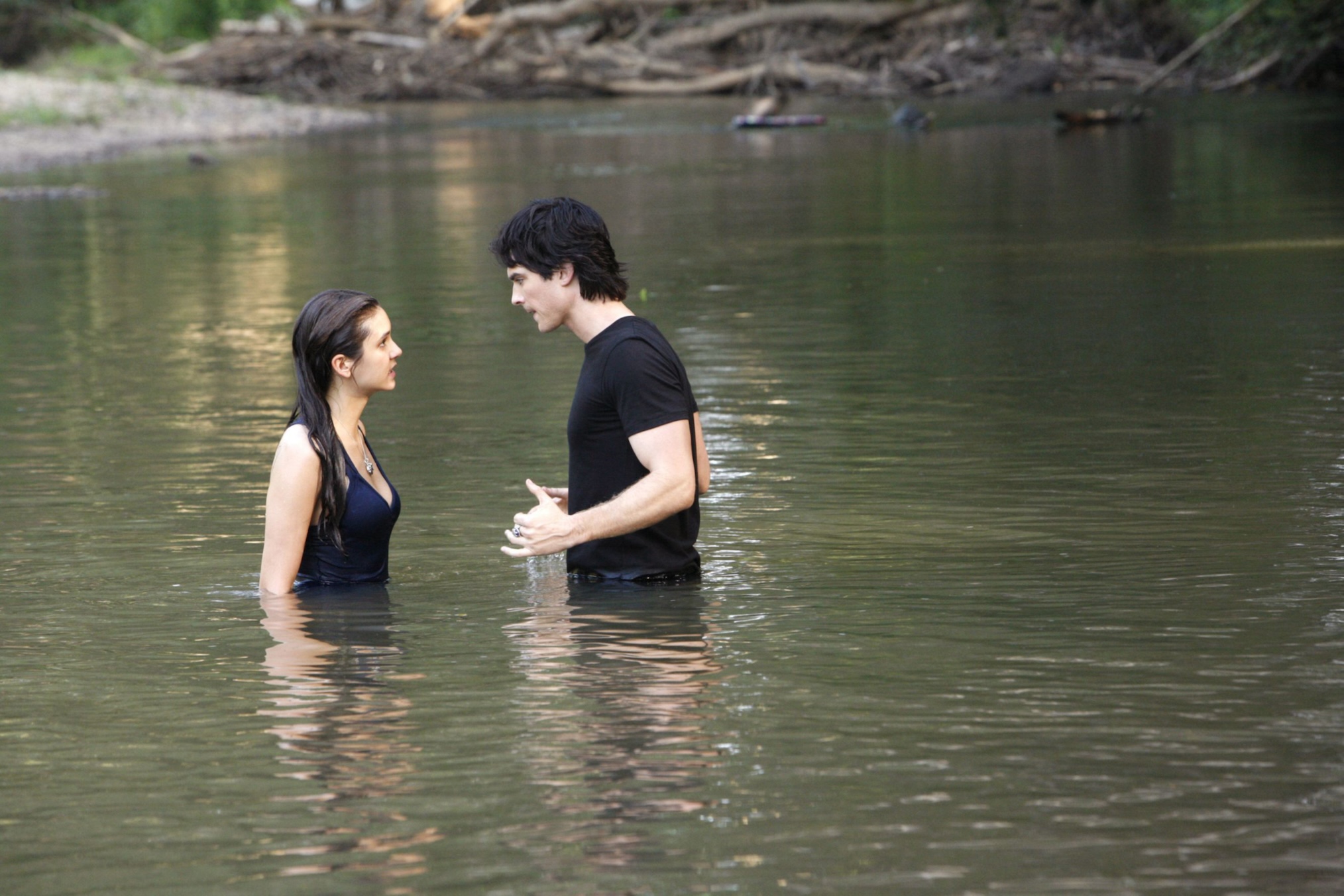 Nina Dobrev, Ian Somerhalder as Elena and Damon in 'The Vampire Diaries' Season 3