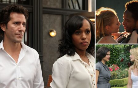 Henry Ian Cusick and Kerry Washington as Stephen and Olivia on 'Scandal'; Marg Helgenberger and Gary Dourdan as Catherine and Warrick on 'CSI'; Lana Parrilla and Jennifer Morrison as Regina and Emma on 'Once Upon a Time'