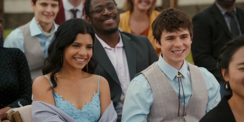 My Life with the Walter Boys. (L to R) Nikki Rodriguez as Jackie and Ashby Gentry as Alex in episode 110 of My Life with the Walter Boys. Cr. Courtesy of Netflix/© 2023 Netflix, Inc.