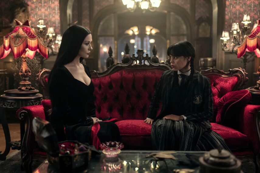 Catherine Zeta-Jones and Jenna Ortega in 'Wednesday' Season 2