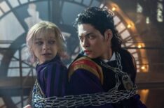 Emma Myers as Enid Sinclair, Noah B. Taylor as Bruno in episode 202 of Wednesday.