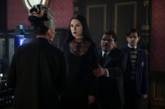 Joanna Lumley, Catherine Zeta-Jones, Luis Guzman, and Isaac Ordonez in 'Wednesday' Part 2