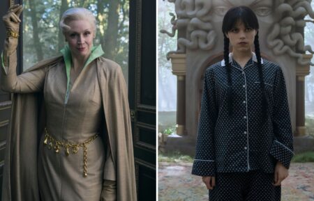 Gwendoline Christie and Jenna Ortega in 'Wednesday' Season 2