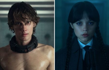 Hunter Doohan and Jenna Ortega as Tyler and Wednesday in 'Wednesday' Season 2