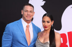 John Cena (L) and Nikki Bella attend the premiere of Universal Pictures' 'Blockers' at Regency Village Theatre on April 3, 2018