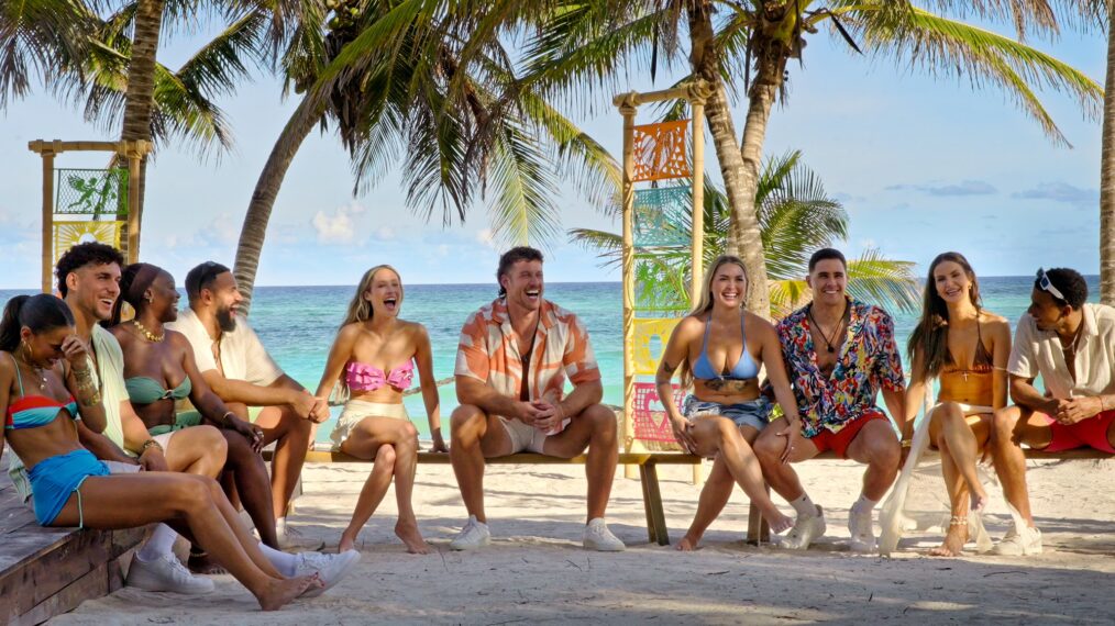 Lucy Syed, Daniel Perfetto, Amber 'AD' Smith, Ollie Sutherland, Rachel Recchia, Clayton Echard, Madison Errichiello, Freddie Powell, Sandy Gallagher, Louis Russell in episode 303 of Perfect Match