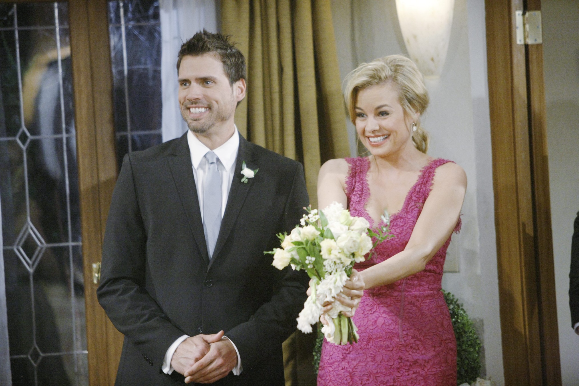 Jessica Collins, Joshua Morrow as Avery and Nick on 'The Young and the Restless' in 2013