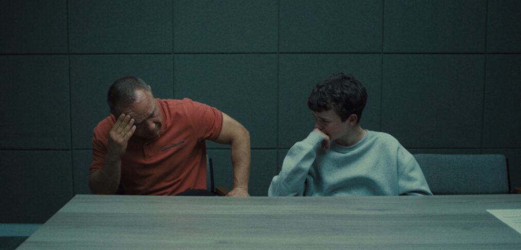Adolescence. (L to R) Stephen Graham as Eddie Miller, Owen Cooper as Jamie Miller, in Adolescence. Cr. Courtesy of Netflix © 2024