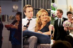 Neil Patrick Harris, Ellen D. Williams, Becki Newton, and Cobie Smulders, as Barney, Patrice, Quinn, and Robin on How I Met Your Mother