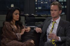Neil Patrick Harris and Nazanin Boniadi as Barney and Nora on How I Met Your Mother