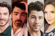 Nick, Kevin, and Joe Jonas, and Maria Canals-Barrera in Camp Rock