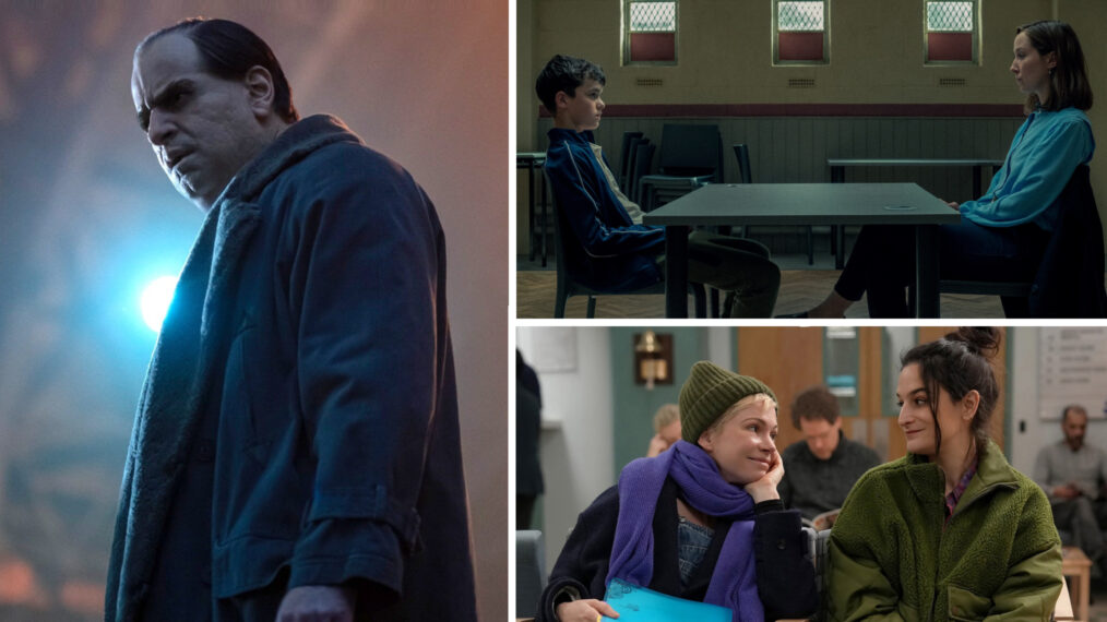 Colin Farrell in 'The Penguin,' Owen Cooper and Erin Doherty in 'Adolescence,' and Michelle Williams and Jenny Slate in 'Dying for Sex'