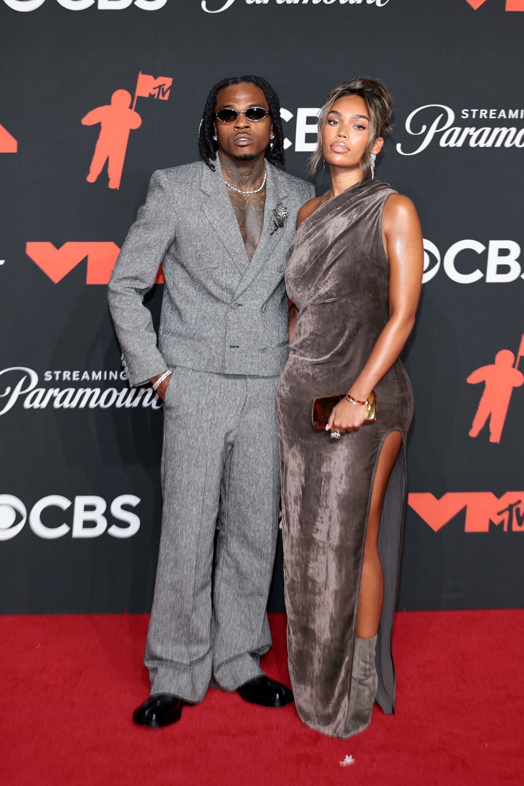 Gunna and Briana Monique attend the 2025 MTV Video Music Awards at UBS Arena on September 07, 2025 in Elmont, New York.